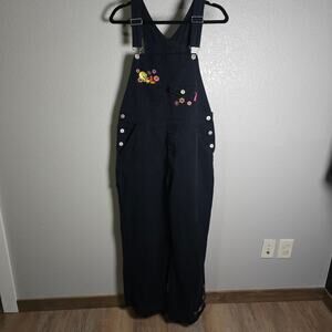 Vintage 2001 Tweety Black Wide Leg Overalls Year 2001 Embroidered Detail Large